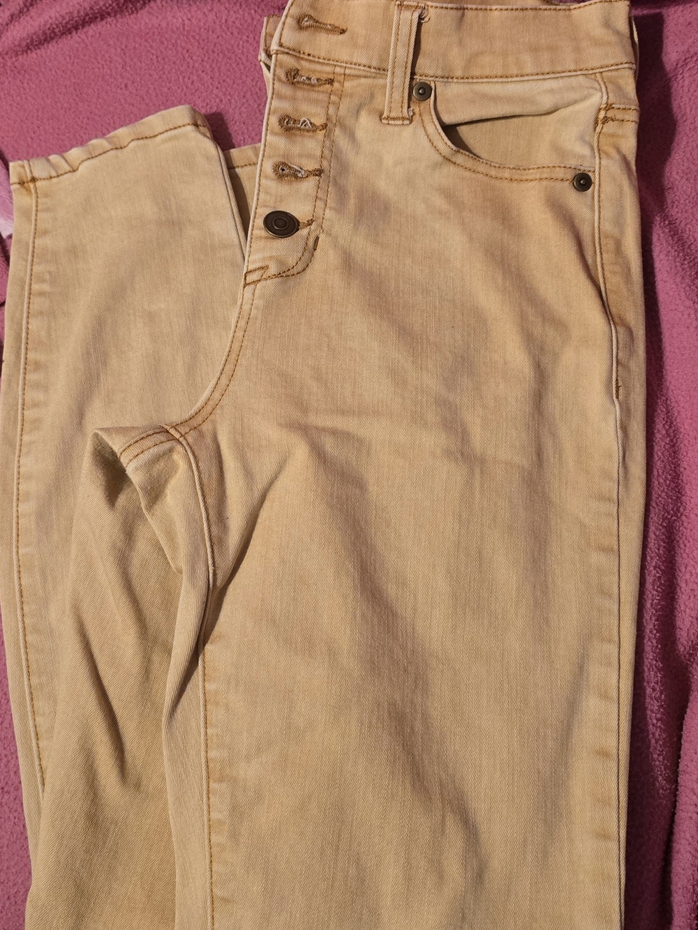 Altar'd State High-Rise Button-Fly Jeans in Light Tan